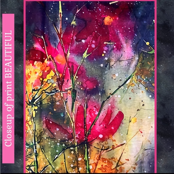 NWT 2X CAMISA GALAXY BLUE PAINT-SPLATTER & FLORAL PRINT BEAUTIFUL & UNIQUE TOP - Picture 6 of 13